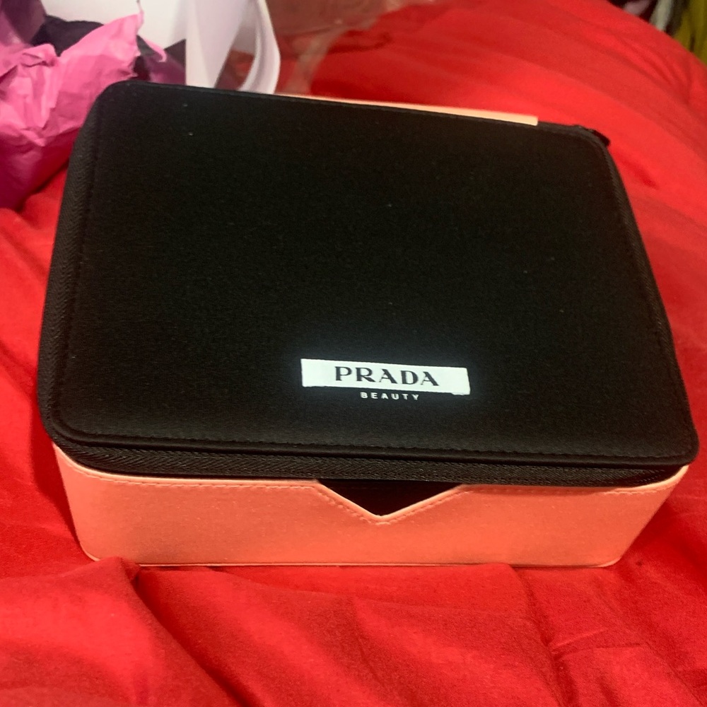 Prada Black and Pink train case Cosmetic Case